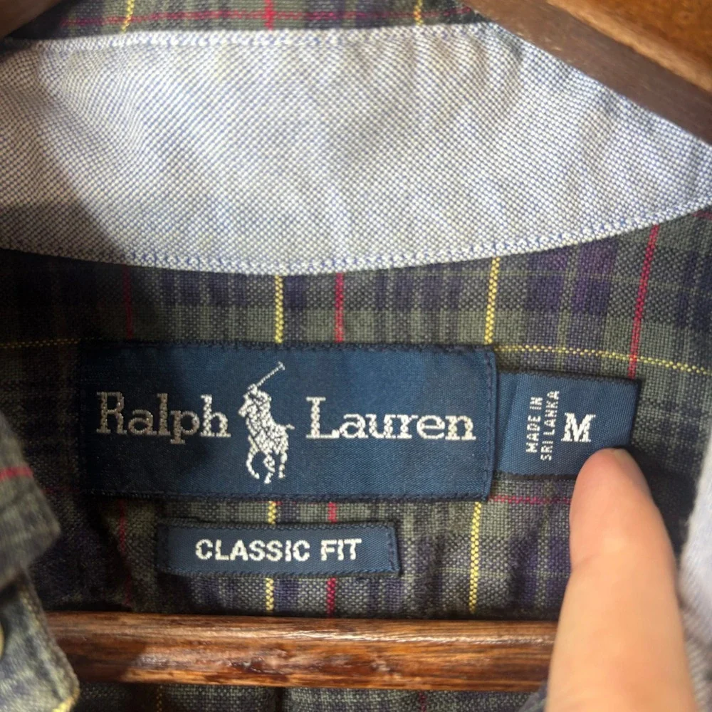 Polo Ralph Lauren Mens Classic Fit Plaid Button Down Shirt Green Navy Red Size M